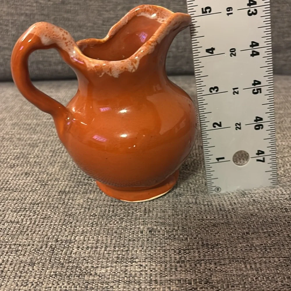 P. C. A. PADEN CITY ARTWARE GLAZED BURNT ORANGE SMALL PITCHER VINTAGE